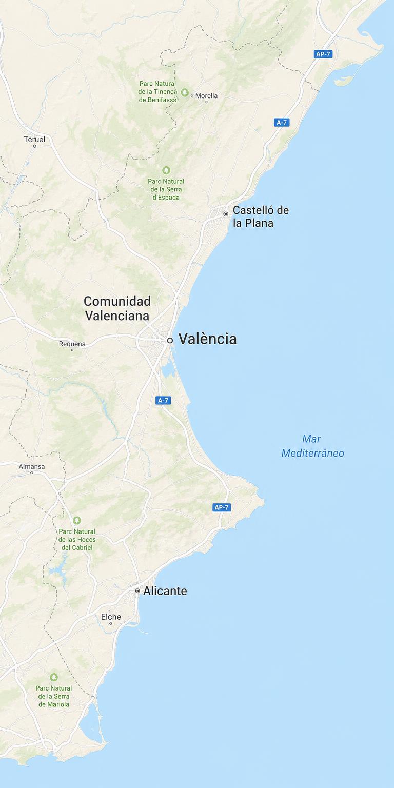 Kaart van Comunidad Valenciana